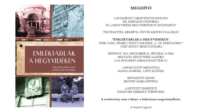 Emléktáblák a Hegyvidéken könyvbemutató